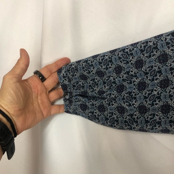 J. Jill Peasant Blouse Top Raglan Blue Geometric Pattern - Picture 3 of 10